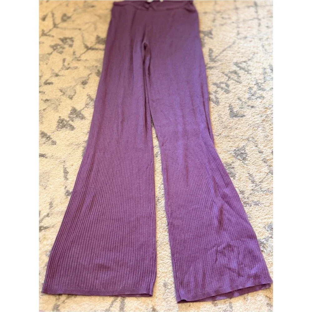 Alo Sweater Knit Mid-Rise Unwind Wide Leg Pant and Top